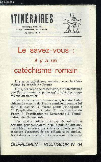 Itinraires - supplment voltigeur n 64 - Le savez vous : il y a un catchisme romain par Antoine Barrois, La gauche responsable