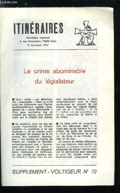 Itinraires - supplment voltigeur n 72 - Le crime abominable du lgislateur, Oui ou non sont-ils francs maons ?