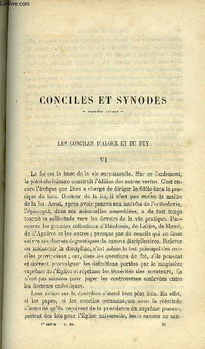 Etudes religieuses, philosophiques, historiques et littraires tome 11 n 6 - Conciles et synodes (troisime article) - les conciles d'Alger et du Puy (suite) par P. Desjardins, La donation de Constantin par P. Colombier, Rome et Dmtrius (fin) par P.