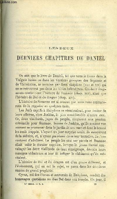 Etudes religieuses, philosophiques, historiques et littraires tome 1 n 4 - Les deux derniers chapitres de Daniel par A. Delattre, Un projet de religion nouvelle par J. de Bonniot, Sainte Genevive, ses prcdentes histoires et son nouvel historien