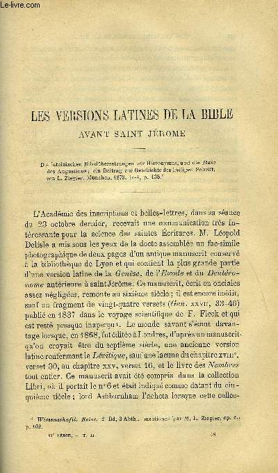 Etudes religieuses, philosophiques, historiques et littraires tome 2 n 6 - Les versions latines de la Bible avant saint Jrome par P. Desjacques, Asctisme et Pathologie par P. de Bonniot, L'Eglise et la philosophie, chapitre IV de la Constitution Dei