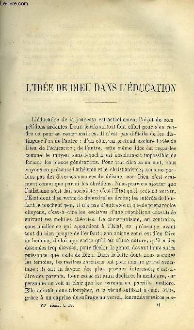 Etudes religieuses, philosophiques, historiques et littraires tome 4 n 2 - L'ide de Dieu dans l'ducation par P. de Bonniot, L'ancienne universit a son origine (fin) par P. Verdire, Christophe de Beaumont (suite) par P.Rgnault, Le libralisme