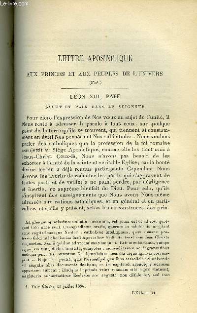 Etudes religieuses, philosophiques, historiques et littraires tome LXII n 4 - Lettre apostolique de S.S. Lon XIII (fin), De la suppression par voie disciplinaire des traitements ecclsiastiques par le P.H. Prlot, Verdaguer, un pote catalan au dix