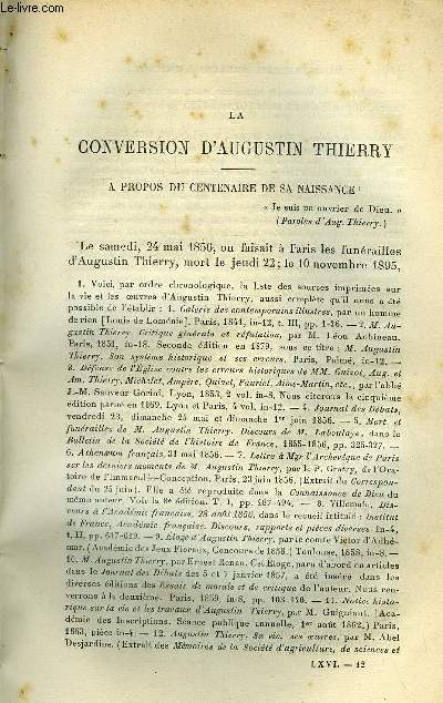 Etudes religieuses, philosophiques, historiques et littraires tome LXVI n 2 - La conversion d'Augustin Thierry, a propos du centenaire de sa naissance par le P.H. Chrot, Les origines de la Bible latine (2e article) par le P.L. Mchineau, Zimbaby