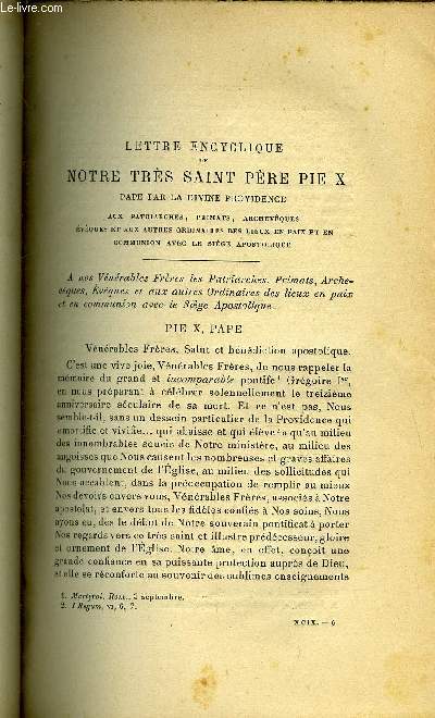 Etudes tome 99 n 2 - Lettre encyclique de Notre Trs Saint Pre Pie X, Le role politique et social de Saint Grgoire le Grand pendant les guerre lombardes par Jules Doiz, Ren Bazin par Charles de la Porte, Maximilien, empereur du Mexique par Marc