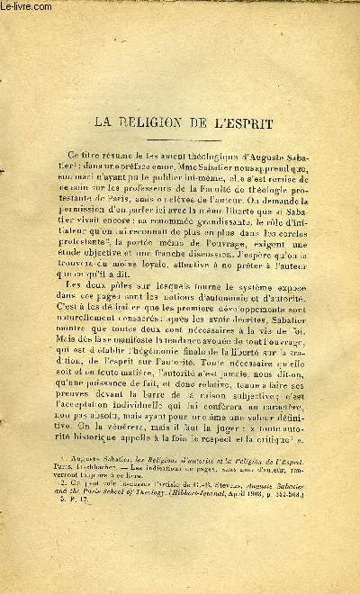 Etudes tome 100 n 1 - La religion de l'esprit par Lonce de Grandmaison, La bienheureuse Marguerite Marie par A. Hamon, Galile et les congrgations romaines par Gaston Sortais, La suppression de la libert d'enseignement par Constant Buffet