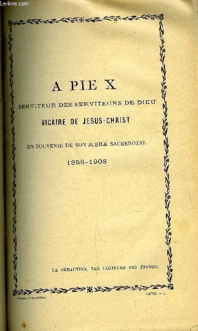 Etudes tome 117 n 21 - A Pie X serviteur des serviteurs de Dieu, vicaire de Jsus Christ en souvenir de son jubil sacerdotal 1858-1908, La constitution Sapienti Consilio de Pie X et la rorganisation de la curie romaine, Le deuxime congrs