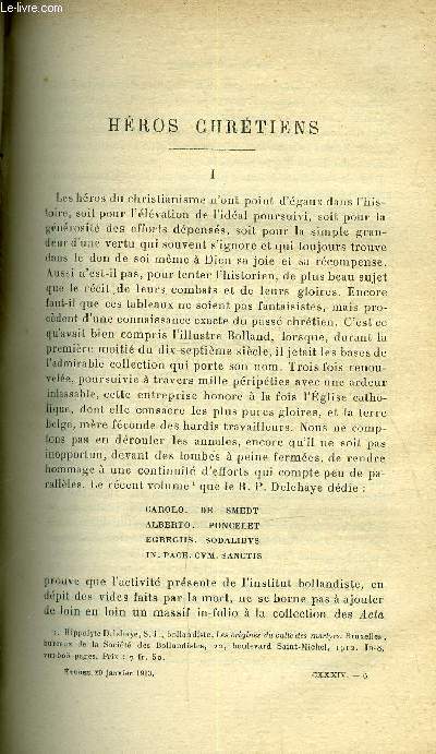 Etudes tome 134 n 2 - Hros chrtiens par Adhmar D'Als, Lettres de Turquie, Constantinople sous la menace des allis, Un granjd sculpteur lorrain Ligier Richier par Gaston Sortais, Papiers de musique par J. Guillermin