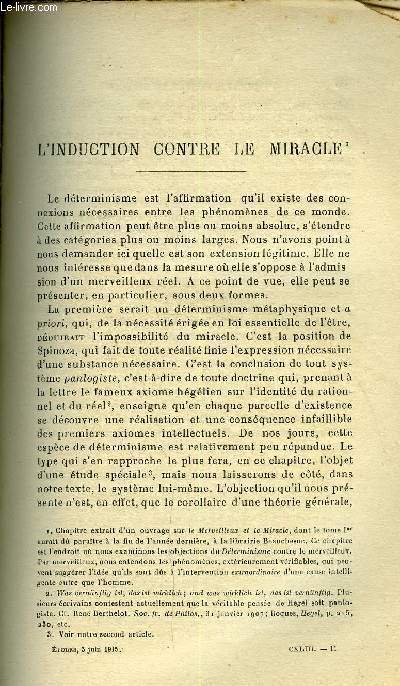 Etudes tome 143 n 10 - L'induction contre le miracle par Joseph de Tonqudec, Germanisme et Kultur par Paul Bernard, Le soldat chrtien par Lucien Roure, Impressions de guerre