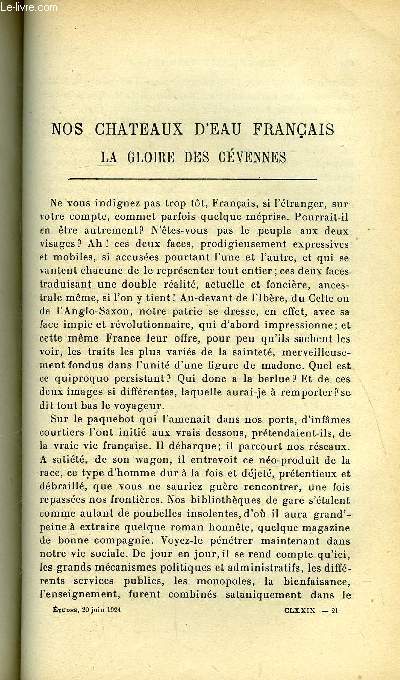 Etudes tome 179 n 12 - Nos chateaux d'eau franais, la gloire des cvennes par Alexis Dcout, L'exposition de l'empire britannique a Wembley par Franois Thry, Les historiens de saint Lydwine de Schiedam par Hubert Meuffels, Aux pays de l'incohrence