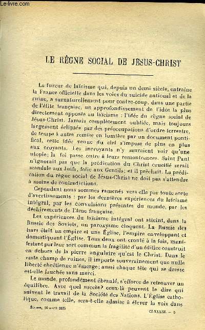 Etudes tome 183 n 8 - Le rgne social de Jsus Christ par Adhmar d'Als, Sa majest la loi, le droit contre la loi par Michel Riquet, Propos d'ducation en feuilletant quelques auteurs anglais par Paul Lorus, Un aspect de la spiritualit contemporaine