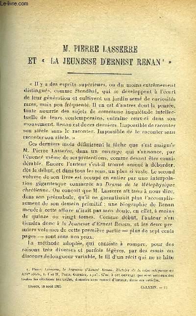 Etudes tome 184 n 16 - M. Pierre Lasserre et la jeunesse d'Ernest Renan par Lonce de Grandmaison, Saint Jean de la Croix a propos de la thse de M. Jean Baruzi par Lucien Roure, Le monde paien et la conqute chrtienne par Jules Lebreton