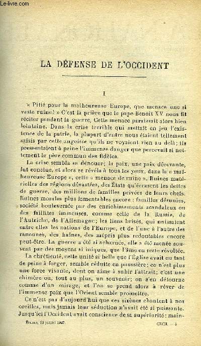 Etudes tome 192 n 14 - La dfense de l'occident par Jules Lebreton, Une nouvelle psychologie du langage, le style orale du P. Marcel Jousse par Gaston Fessard, Un pote de la terre par Louis Jalabert, Foi et ordre par Thomas Moore