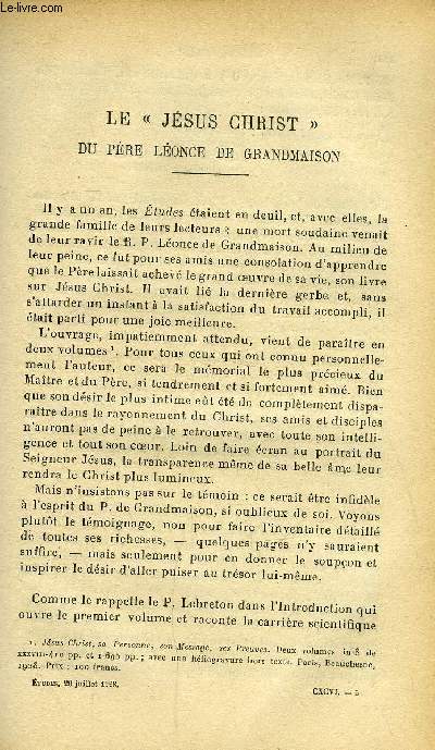Etudes tome 196 n 14 - Le Jsus Christ du pre Lonce de Grandmaison par J.H., La nouvelle bibliothque de l'universit de Louvain par Paul Dudon, Le Christ dans la banlieue, bilan d'une oeuvre de trois annes et son programme d'avenir par Pierre Lhande