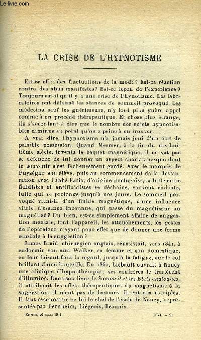 Etudes tome 206 n 6 - La crise de l'hypnotisme par Lucien Roure, L'insecte et l'homme et Maurice Maeterlinck par Victor Poucel, Par les chemins de Lithuanie par Jean Mauclre, Dans l'air et dans la boue par Henri du Passage