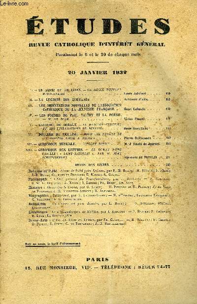 Etudes tome 210 n 2 - En Syrie et au Liban par Louis Jalabert, La lucidit des mourants par Adhmar d'Als, Les orientations nouvelles de l'association catholique de la jeunesse franaise par Henri Lalande, Les posies de Paul Valry et la posie