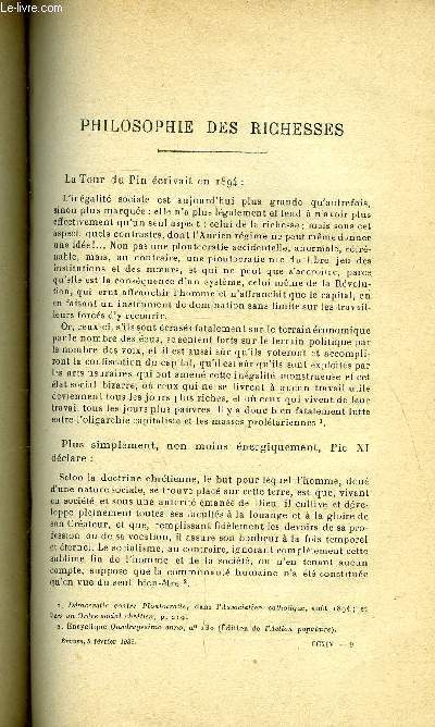 Etudes tome 214 n 3 - Philosophie des richesses par Georges Jarlot, Aldous Huxley, moraliste par Joseph Mainsard, Eloge de la petite histoire, M.G. Lenotre par Abel Dechne