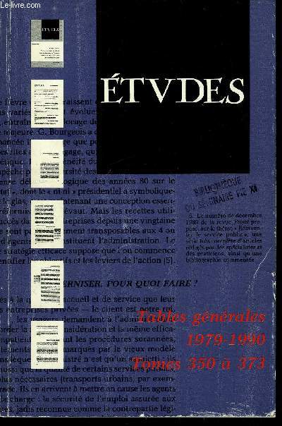 Etudes - Tables gnrales 1979-1990, tomes 350  373