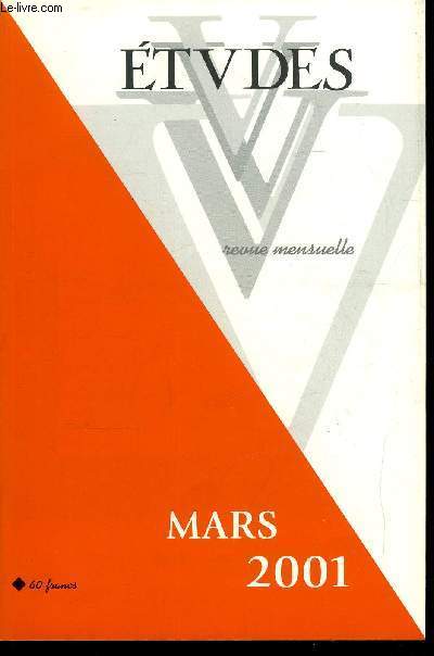 Etudes tome 394 n 3 - L'ivoirit, recette de guerre civile par Franois Gaulme, Les avatars du clricalisme d'Etat par Etienne Perrot, Des imaginaires bouleverss, et si l'individu tait un hros ? par Franoise le Corre, La pense sans langage