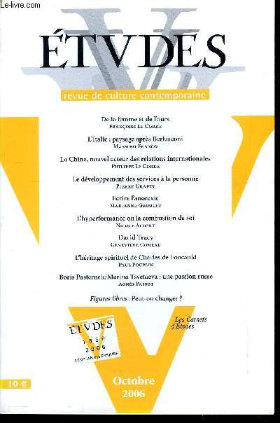 Etudes tome 405 n 10 - De la femme et de l'ours par Franoise le Corre, L'Italie : paysage aprs Berlusconi par Massimo Franco, La Chine, nouvel acteur des relations internationales par Philippe Le Corre, Le dveloppement des services a la personne