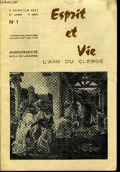 Esprit et vie - l'ami du clerg anne 1971 tome 81 incomplet - 10 numros manquants - voir description