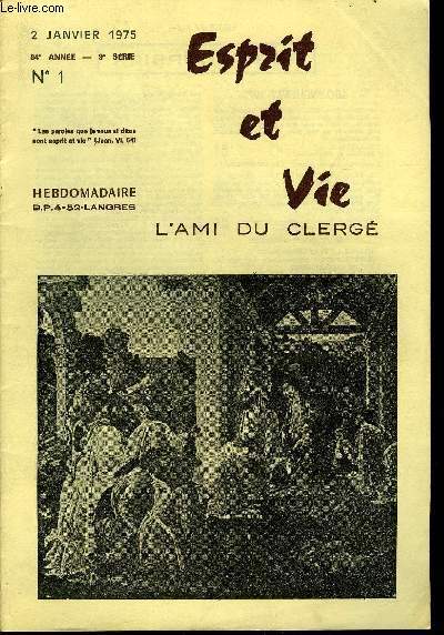 Esprit et vie - l'ami du clerg anne 1975 tome 84 incomplet - un numro manquant - voir description