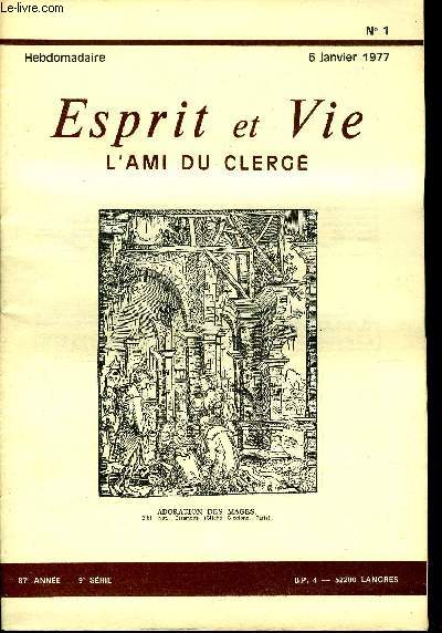 Esprit et vie - l'ami du clerg anne 1977 tome 87 incomplet - numro 10 manquant - numros en doubles - voir description