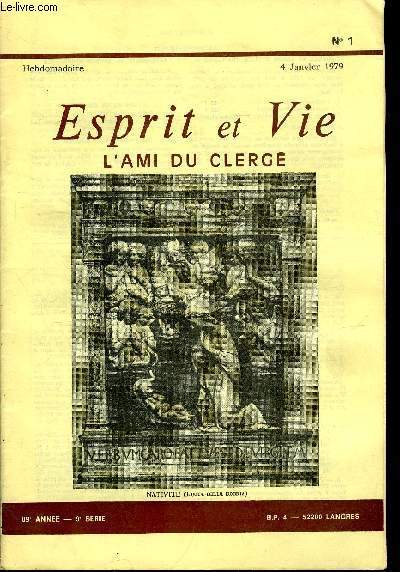 Esprit et vie - l'ami du clerg anne 1979 tome 89 incomplet - 12 numros manquants - voir description
