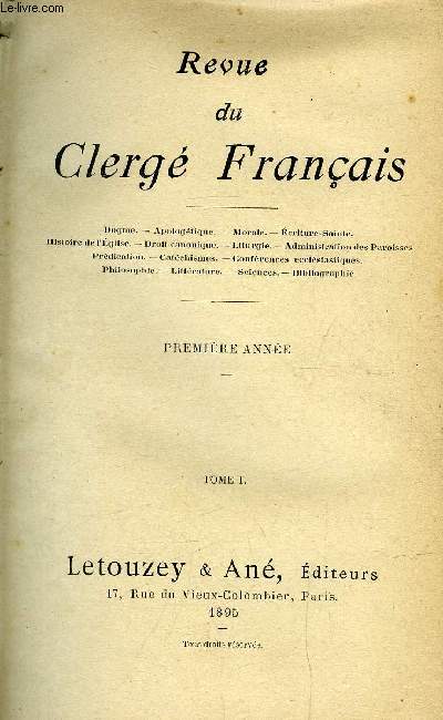 Revue du clerg franais tome 1  60