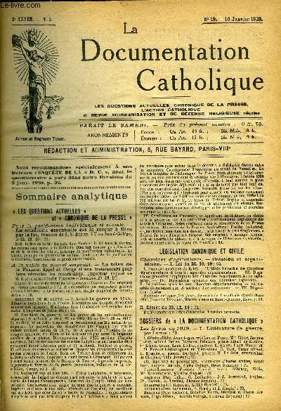 La documentation catholique en 27 volumes allant de 1920  1954