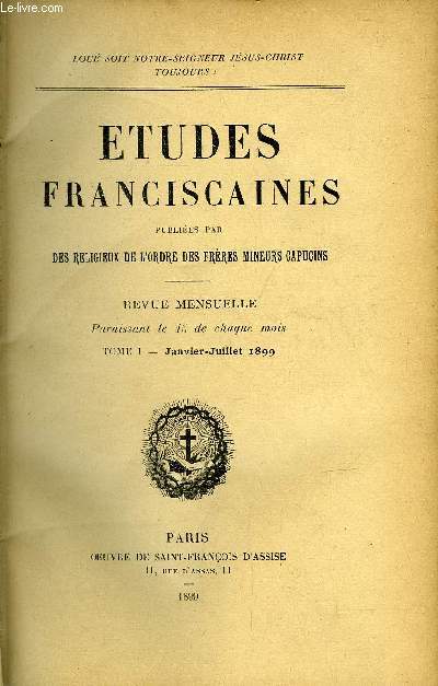 Etudes franciscaines en 11 tomes de 1899  1904