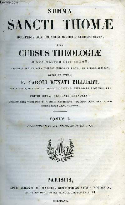 Summa sancti thomae hodiernis academiarum moribus accommodata, sive cursus theologiae - 8 volumes - voir description