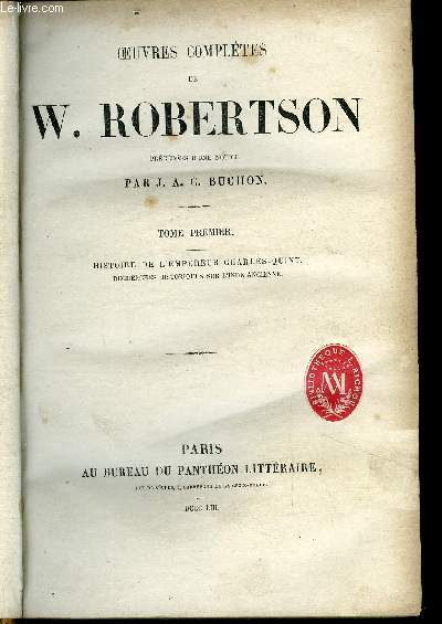 Oeuvres compltes de W. Robertson - 2 tomes