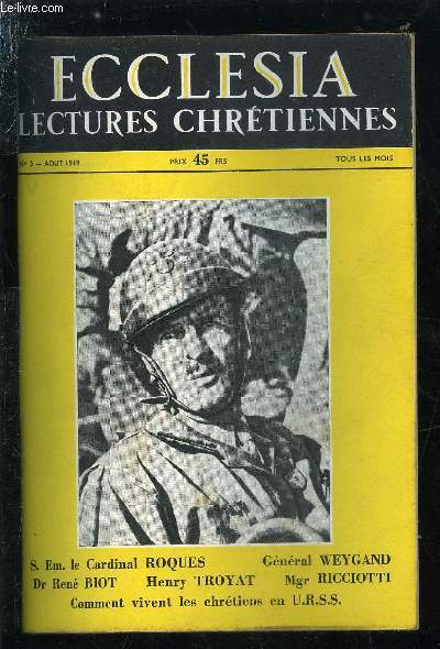 Ecclesia, lectures chrtiennes n 5 - Son eminence le cardinal Roques s'adresse aux jeunes catholiques, Comment vivent les chrtiens en U.R.S.S. par Maurice Colinon, La onzime heure par Genevive Duhamelet, Parents chrtiens et ducation de l'amour