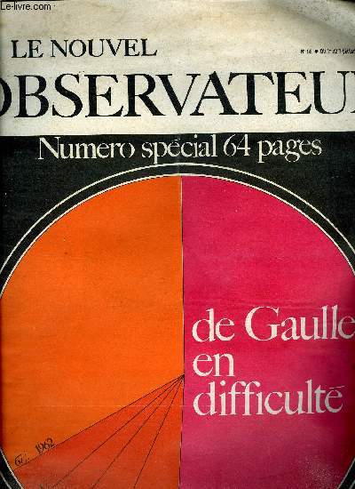 Le Nouvel Observateur n 55 - De Gaulle en difficult, Le dix neuvime prsident par Philippe Bourdrel, De Gaulle en difficult par Jean Daniel, Un inconnu nomm Lecanuet par Pierre Limousin, Les candidats tout nus par Claude Angeli, Les vendeurs de vote