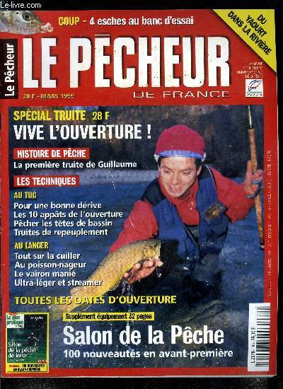 Le pcheur de France n 188 - Club halieutique : l'argent de la vignette retourne a la rivire, Monde associatif, coles de pche : le mode d'emploi, Les crocodiles de la Moine se mobilisent pour les anguilles, Histoire de pche, la premire truite