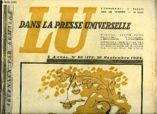 Lu dans la presse universelle n 173 - M. Doumergue en appelle au pays par Marcel Cachin, Cliquetis d'armes par Marcel Bugard, Nicolas II a Paris en 1896, Les errements de la justice, La tragdie de la mine, Irrdentisme slave, L'accord franco-italien