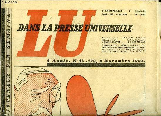 Lu dans la presse universelle n 179 - Ce qu'il faut savoir en allant a Versailles par Edouard Bonnefous, L'alliance dmocratique prend position, La rue 4e pouvoir, La Sarre point nvralgique de l'europe, Le jeu de l'Allemagne en Yougoslavie