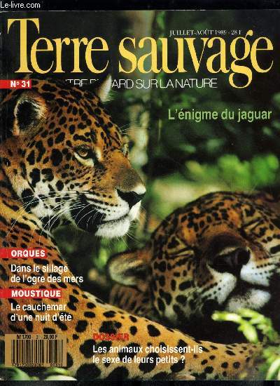 Terre sauvage n 31 - Orques : dans le sillage de l'orgre des mers par Elena Adam, Jaguar : un seigneur pour qui l'enfer est un paradis par Lea Adler, Moustique : le cauchemar d'une nuit d't par Georges Rieben, Dolomites : les cimes de lumire