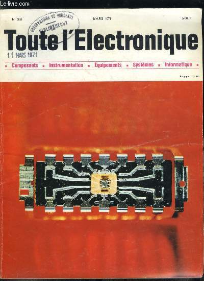 Toute l'lectronique n 353 - Un demi sicle de radiodiffusion par E. Aisberg, Lignes souterrains pour transmissions par micro ondes par R.J. Brocard, Coup d'oeil sur les diffrentes informations ayant trait a l'industrie et aux ralisations trangres