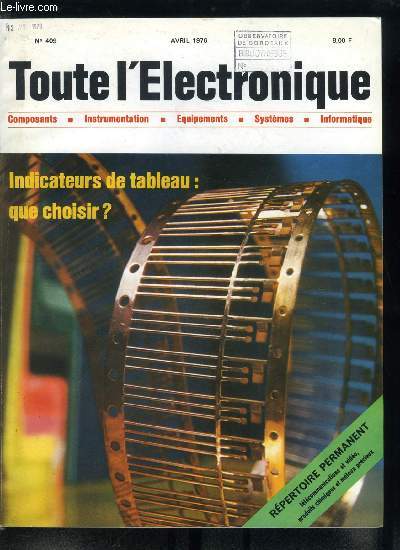 Toute l'lectronique n 409 - Les transformations de Fourier par G.F. Lang et J. Perdriat, La mesure numrique des tempratures, Choix des matriaux de contact dans les relais de commutation par S. Roslavlev, Les camras TVC a un seul tube par R. Aschen