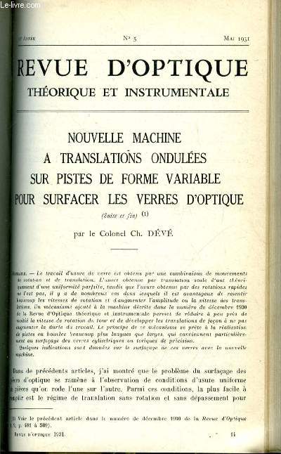 Revue d'optique thorique et instrumentale n 5 - Nouvelle machine a translations ondules sur pistes de forme variable pour surfacer les verres optique par le colonel Ch. Dv, Figures obtenues au moyen de lames cristallines corrodes par Armand