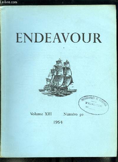 Endeavour volume XIII n 50 - Science et imagination, Dcharge-tincelle sous haute tension par F.M. Bruce, Les iles Bermudes par T.A. Stephenson et Anne Stephenson, Nature de la haute atmosphre par H.S.W. Massey, Orfvrerie antique par Charles Singer