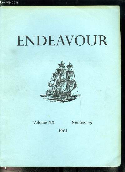 Endeavour volume XX n 79 - Le financement de la recherche scientifique, Les ondes gravitationnelles par H. Bondi, L'clair vert et les phnomnes de mme nature par D.J.K. O'Connell, La dispersion optique rotatoire par Carl Djerassi, Le nuclole du noyau