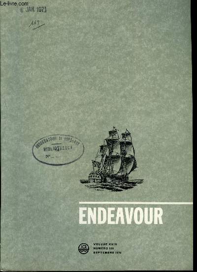 Endeavour volume XXIX n 108 - Batir une politique des sciences dans l'universit, Le controle nerveux du mcanisme contractile des muscles squelettiques par A.J. Buller, Les morphactines par Hubert Ziegler, Totipotence, variation et dveloppement