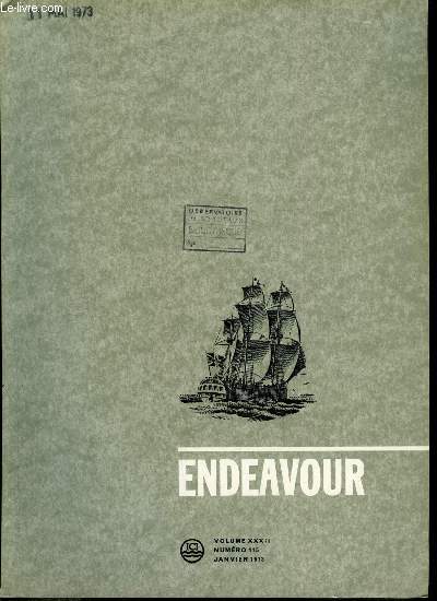 Endeavour volume XXXII n 115 - Un centenaire de la presse : le journal de physique exprimentale et thorique, La chimie des systmes superacides par R.J. Gillespie, Structure et fonction du ribosome par R.A. Garrett, Thomas Young (1773-1829) par John