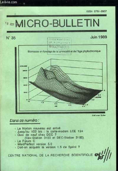 Micro-Bulletin n 35 - Jusqu'au V22 bis : la carte modem LCE 124 par Yves Frchil, La petite souris Logitech par Franois Zimmermann, Quoi de neuf chez DEC ? par Louis Lon, Le Compaq 386 'S' par Michel Dreyfus, La carte vido ATI VGA Wonder par Yves