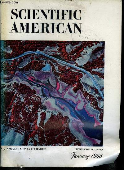 Lot de 10 numros de l'anne 1968 de la revue Scientific American - Mars et Novembre manquants - Infrared survey technique, Venus figurines, Pollen grain, The heat pipe, Cesium clock, Plant hormone experiment, Movements of the eye, Light, Cargo-handling