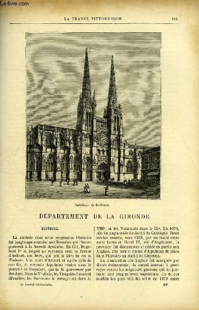 La France pittoresque tome 2 - Dpartement de la Gironde - Cathdrale de Bordeaux, Histoire, Antiquits, Moeurs, caractre, population, statistiques, Costume populaire de Bordeaux, Plan de la ville de Bordeaux, Berger d'Auros