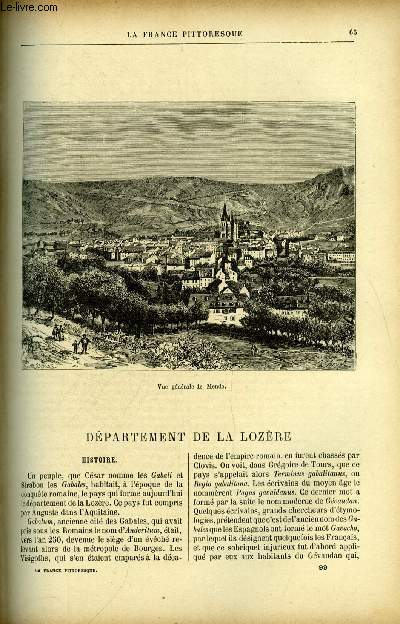 La France pittoresque tome 3 - Dpartement de la Lozre - Vue gnrale de Mende, Histoire, Antiquits, Caractre et moeurs, Langage, Costume des environs de Mende